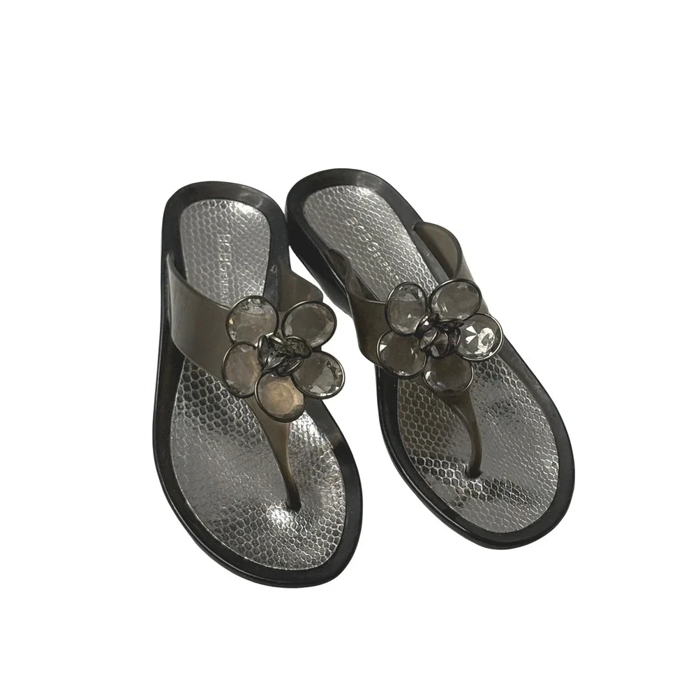 BCBGGeneration BG Magnolia Jelly‎ Flip Flops 8 3D Floral Accent